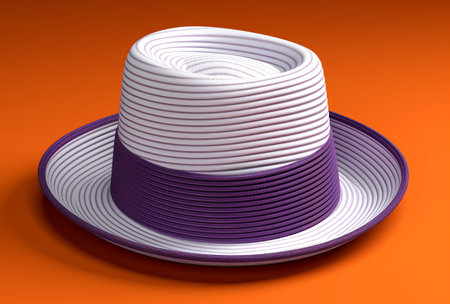 3d Illustration of a hat on an orange background with shadowの素材