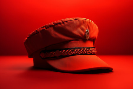 Red cap on a red background. 3d rendering, mock upの素材