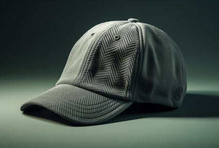 Baseball cap isolated on a dark background. Studio shot. Toned.の素材