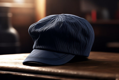 Baseball cap on the table in the room. 3d renderingの素材