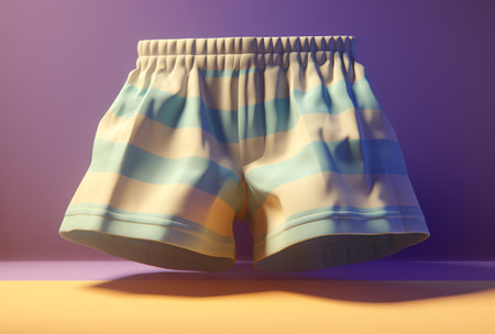 Men's boxer shorts on a purple background. 3d rendering.の素材