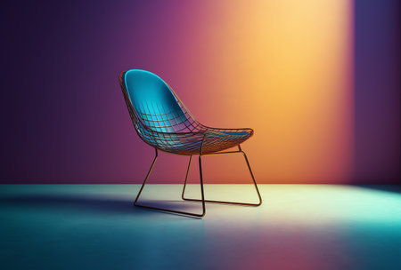 Modern chair on a colored background. 3d rendering, 3d illustration.の素材