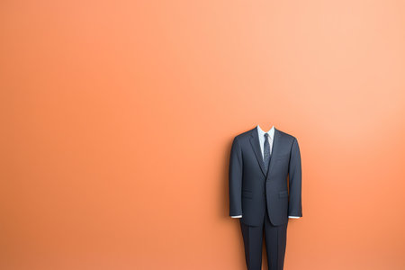 Businessman in suit on orange background. Business and success concept.の素材