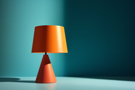 Orange lamp on a blue background. 3d rendering, 3d illustration.の素材
