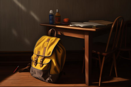 School supplies on the table. Back to school concept. 3d renderingの素材