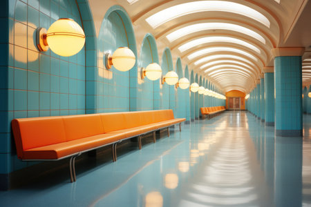 Modern train station with minimalist design elementsの素材