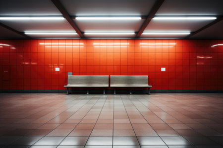 Modern train station with minimalist design elementsの素材