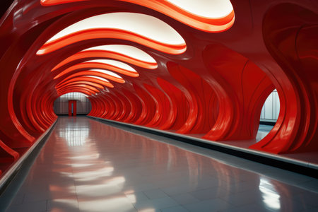 Modern train station with minimalist design elementsの素材
