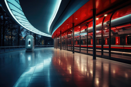 Modern train station with minimalist design elementsの素材