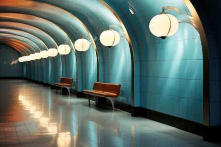 Modern train station with minimalist design elementsの素材