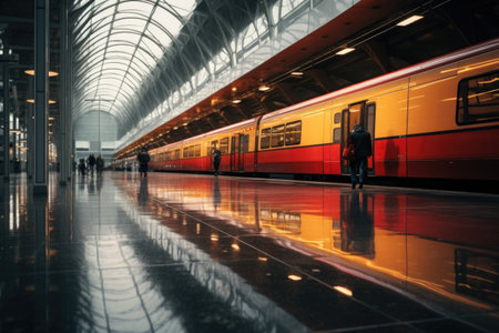 Modern train station with minimalist design elementsの素材