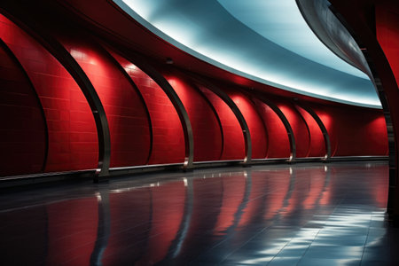 Modern train station with minimalist design elementsの素材