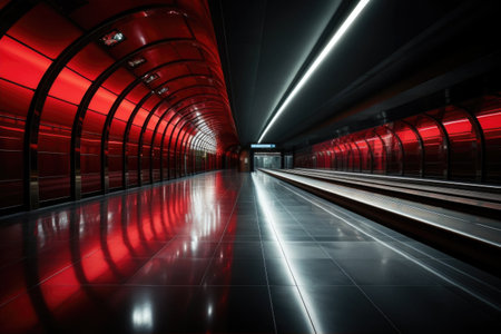 Modern train station with minimalist design elementsの素材