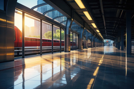 Modern train station with minimalist design elementsの素材