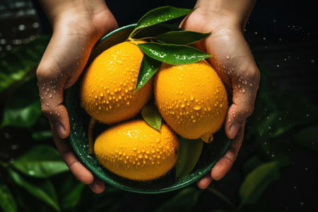 Photo of a bowl of fresh mangoの素材