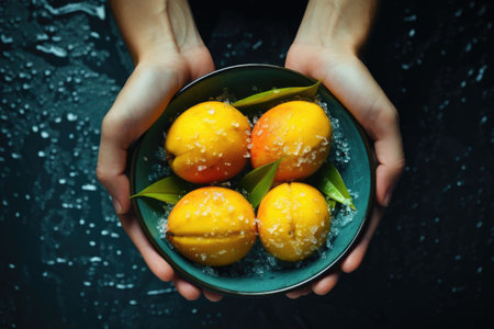 Photo of a bowl of fresh mangoの素材