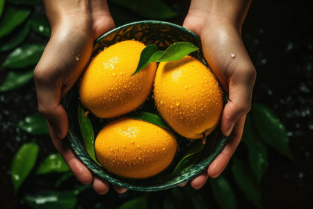 Photo of a bowl of fresh mangoの素材