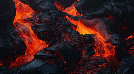 VIew of volcanic lava eruptionの素材