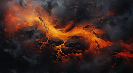 VIew of volcanic lava eruptionの素材