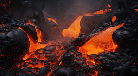 VIew of volcanic lava eruptionの素材