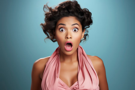 Potrait shocked face of an african womanの素材