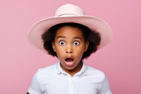 Potrait shocked face of african childの素材
