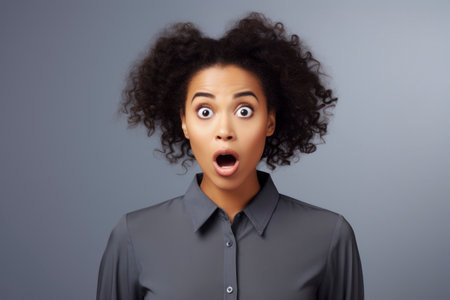 Potrait shocked face of an african womanの素材