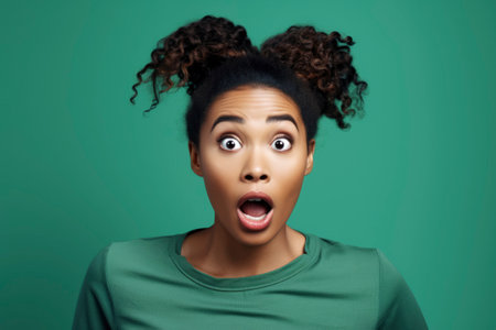 Potrait shocked face of an african womanの素材
