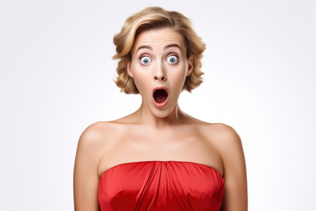 Shocked expression of caucasian womanの素材