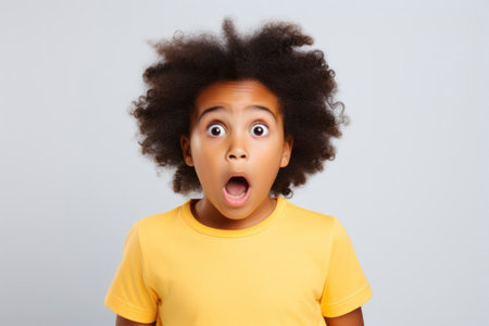 Potrait shocked face of african childの素材