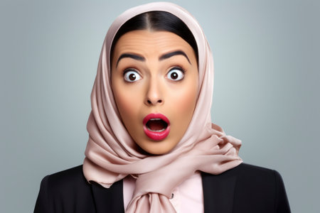 Shocked face of arab womanの素材