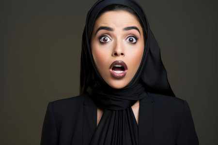 Shocked face of arab womanの素材