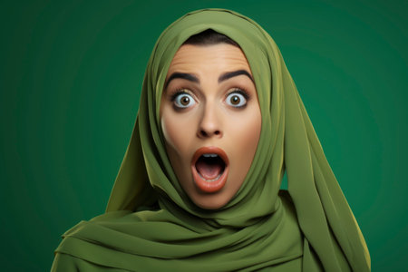 Shocked face of arab womanの素材