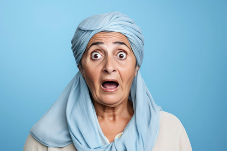 Shocked face of arab womanの素材