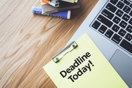 Deadline Today text on sticky noteの素材