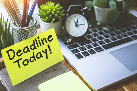 Deadline Today text on sticky noteの素材