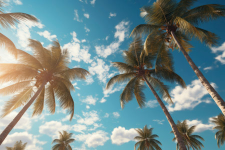 Photo of coconut trees on the beachの素材