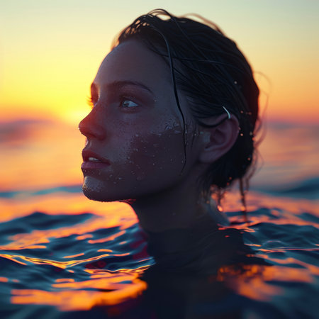 View of a woman in the beachの素材