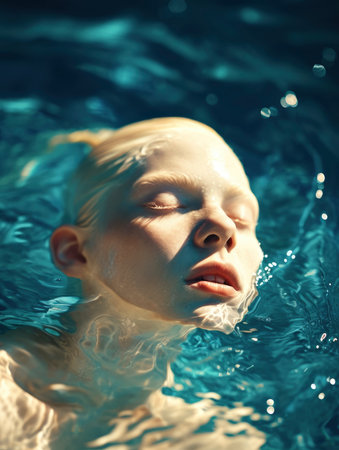 Portrait of beautiful albino womanの素材