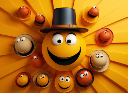 View of yellow smile emoticonの素材