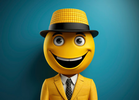 View of yellow smile emoticonの素材