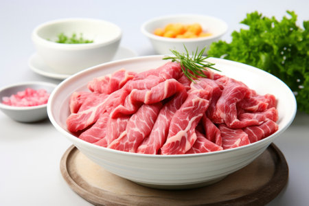 Photo of sliced fresh raw meatsの素材