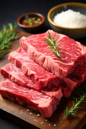 Photo of sliced fresh raw meatsの素材