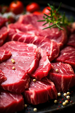Photo of sliced fresh raw meatsの素材