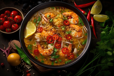 View of delicious hot soup foodの素材