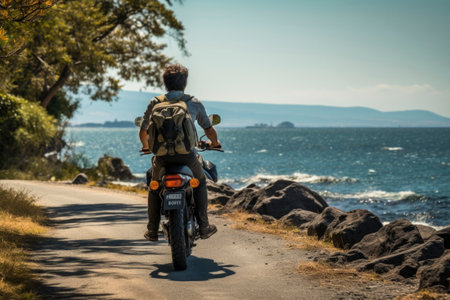 Adventure motorbike in nature photoの素材