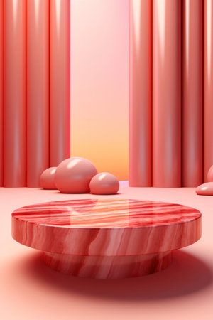 Round marble podium for product presentationの素材