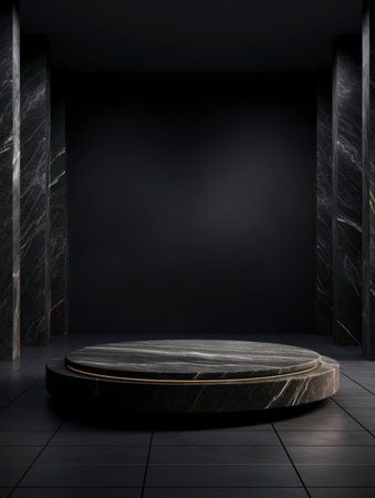 Round marble podium for product presentationの素材