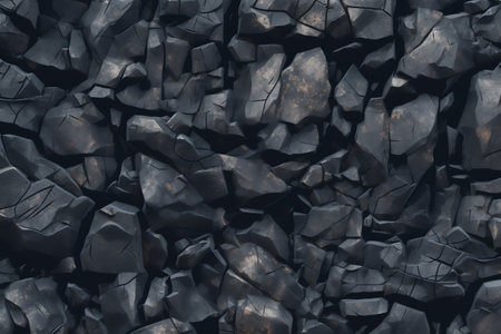 Black coal texture background. Close up of black coal texture background.の素材