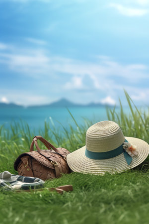 Photo of a hat lay on the groundの素材